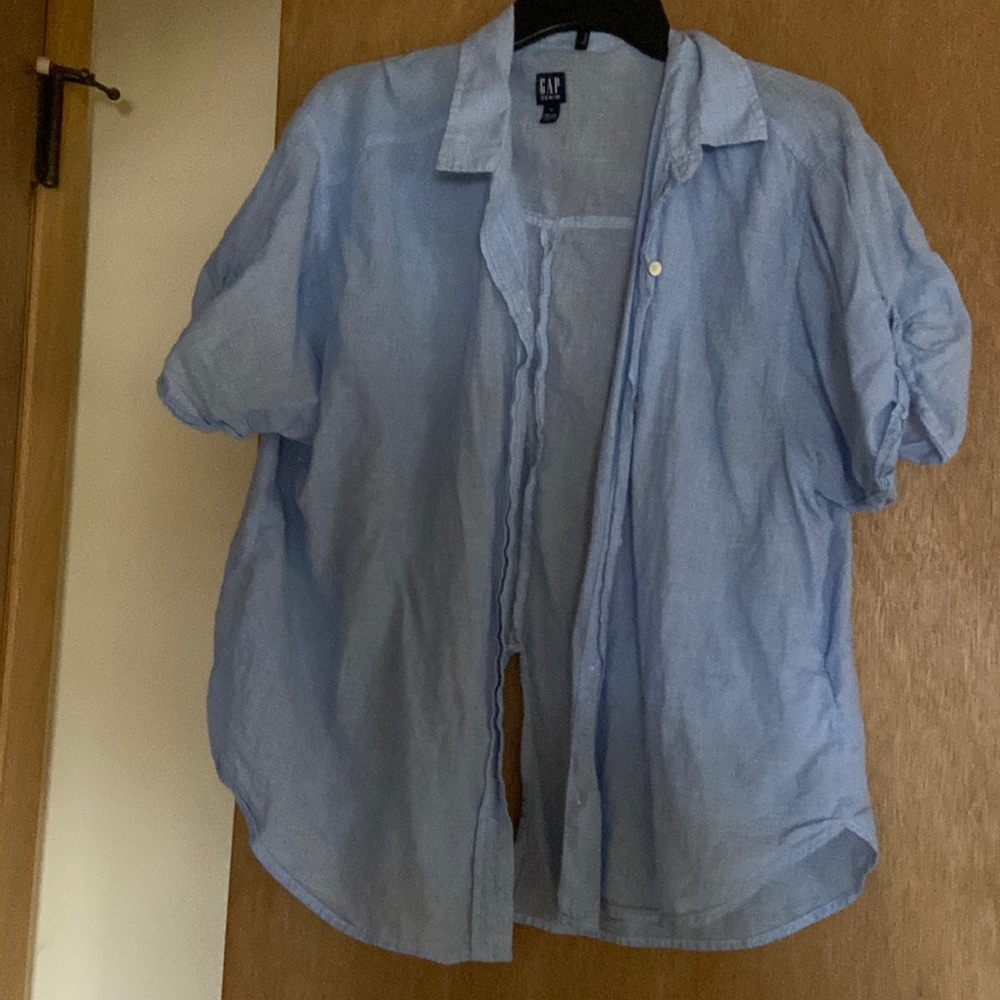 XL denim short sleeve button up